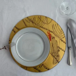 Piatto Decorativo Pappagallo Soggetto I Oro