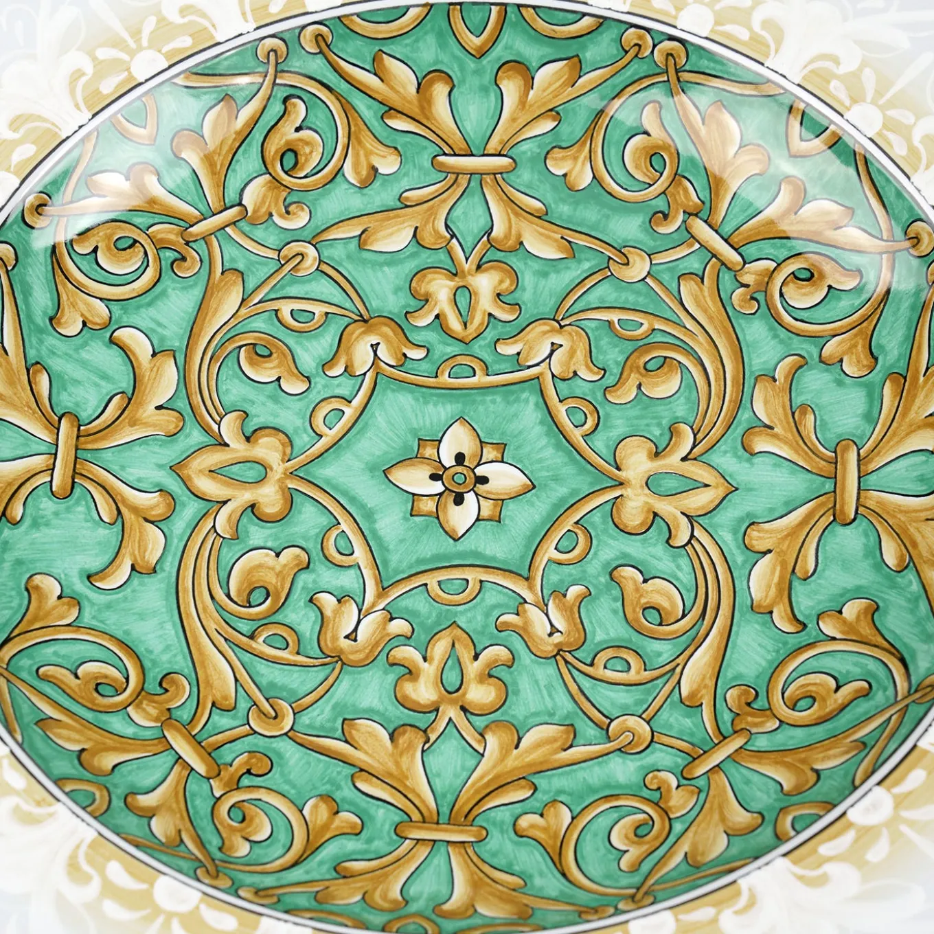 Piatto Decorativo Rotondo Aquamarine Damask