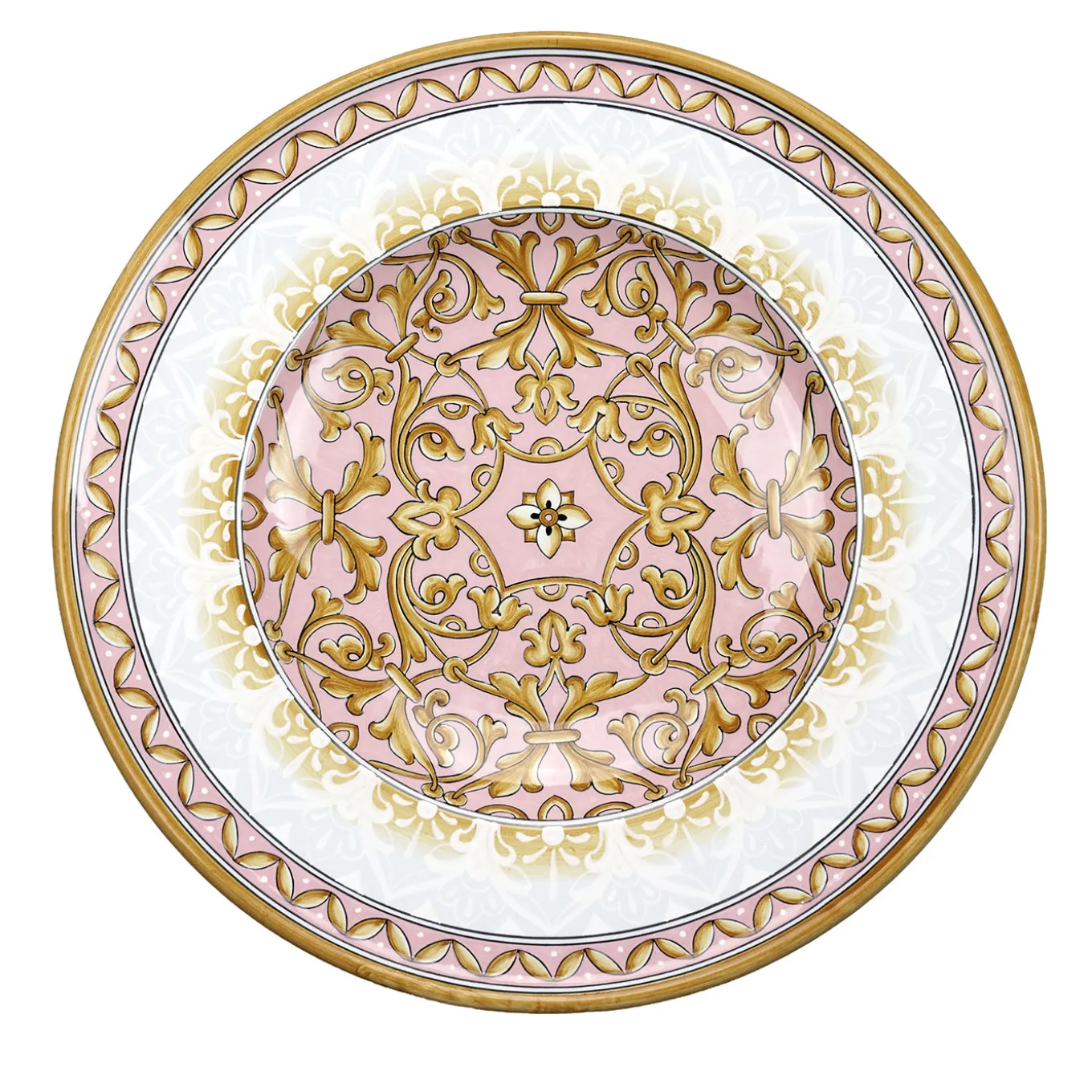 Piatto Decorativo Rotondo Pink Damask