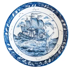 Piatto Delfini blu e bianco