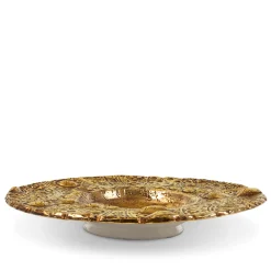 Piatto Grande Lys in ceramica oro di Gabriele Mengoni
