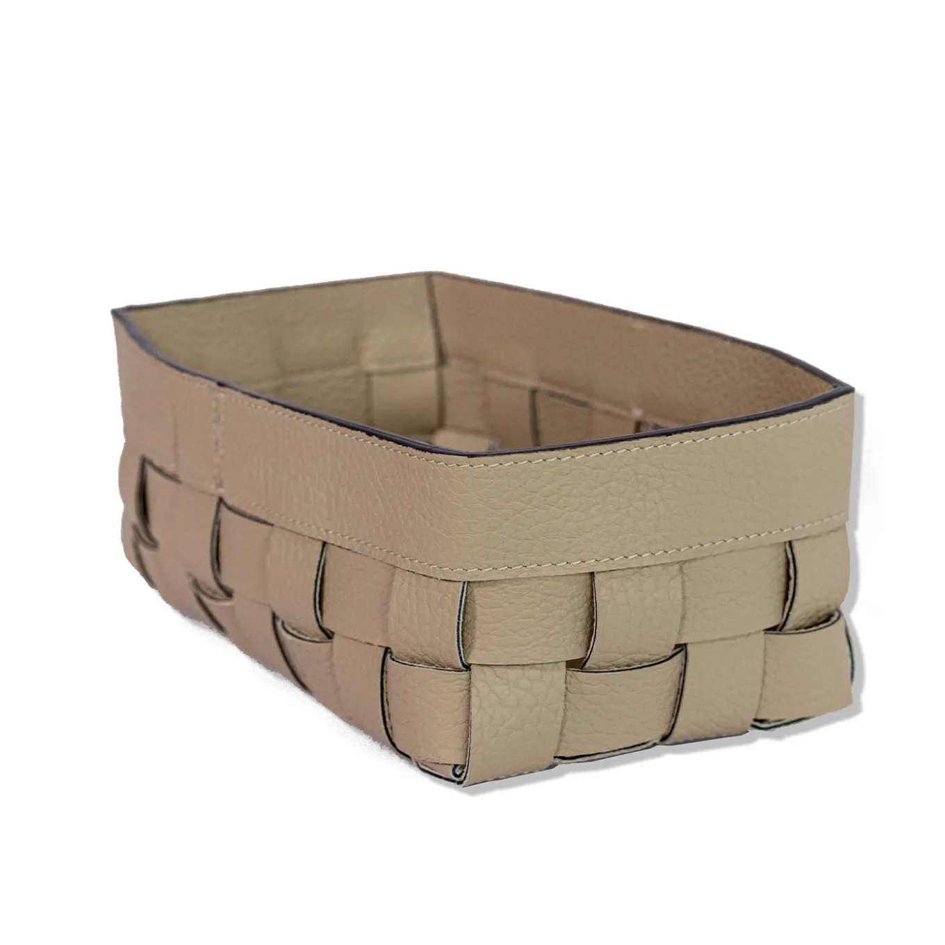 Piccola Cesta Bottega in Pelle Beige