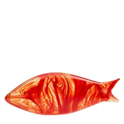 Piccolo pesce stilizzato in vetro di Murano rosso