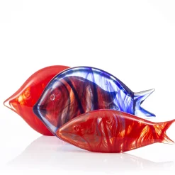Piccolo pesce stilizzato in vetro di Murano rosso