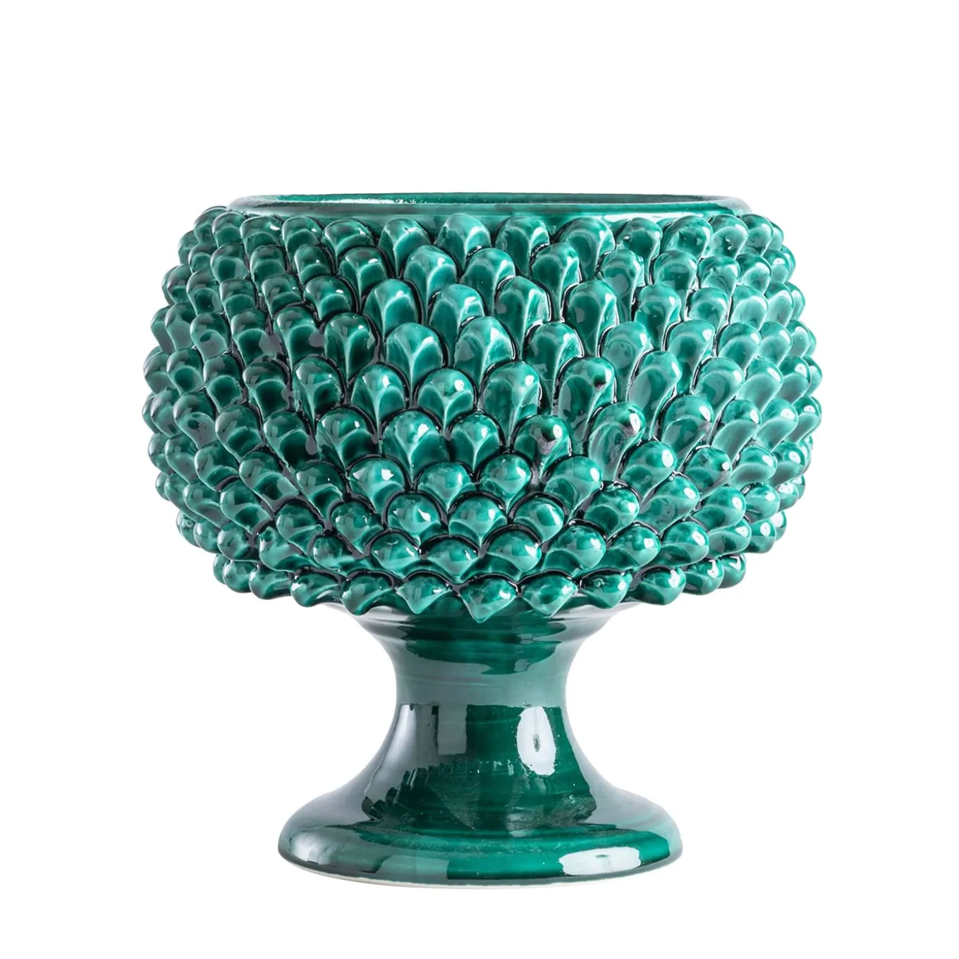 Piccolo Vaso Pigna in Ceramica Verde Ramine
