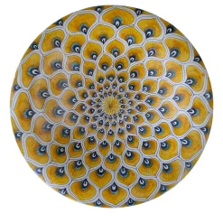 Piuma di pavone gialla ⌀ Piatto decorativo da 40 cm