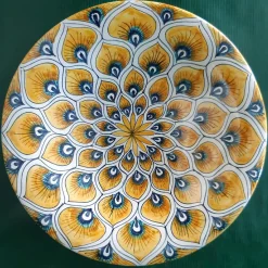 Piuma di pavone gialla ⌀ Piatto decorativo da 25 cm