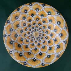 Piuma di pavone gialla ⌀ Piatto decorativo da 30 cm