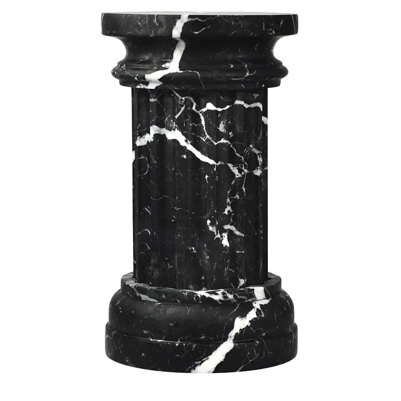 POR TAN TE Vaso a colonna in marmo nero satinato Marquina