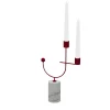 Portacandele Equilibrista bianco Carrara e rosso