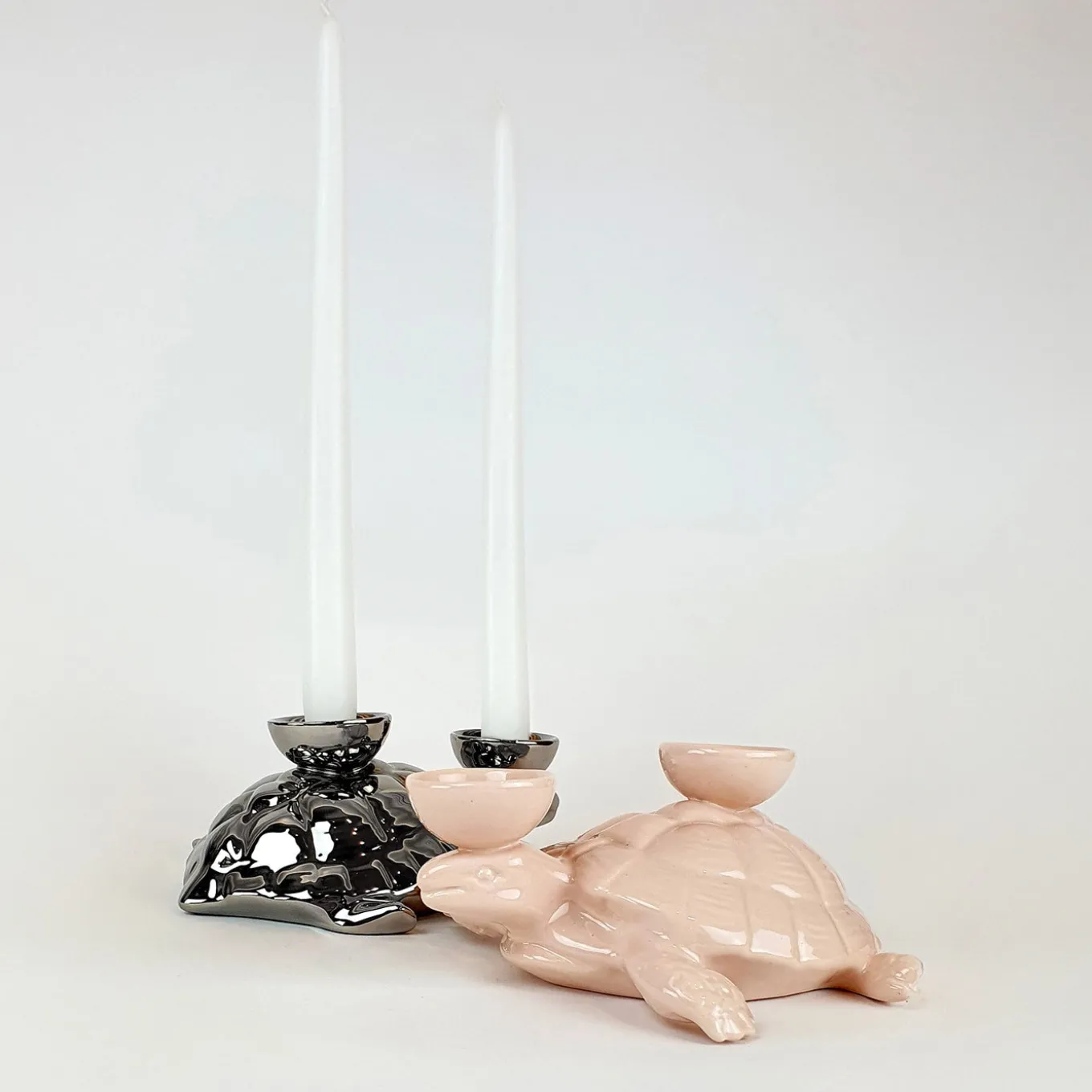 Portacandele in Ceramica Fiamme Bestiali Tartaruga Rosa