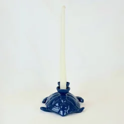 Portacandele in Ceramica Fiamme Bestiali Tartaruga Blu