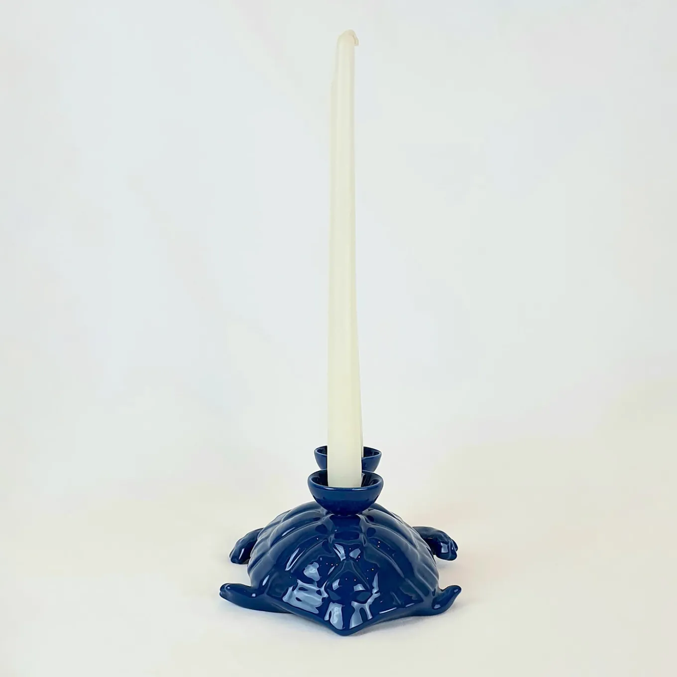 Portacandele in Ceramica Fiamme Bestiali Tartaruga Blu