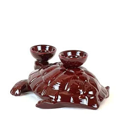 Portacandele in Ceramica Fiamme Bestiali Tartaruga Borgogna