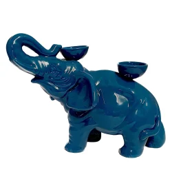 Portacandele in Ceramica Fiamme Bestiali Elefante Blu