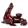 Portacandele in Ceramica Fiamme Bestiali Foca Borgogna