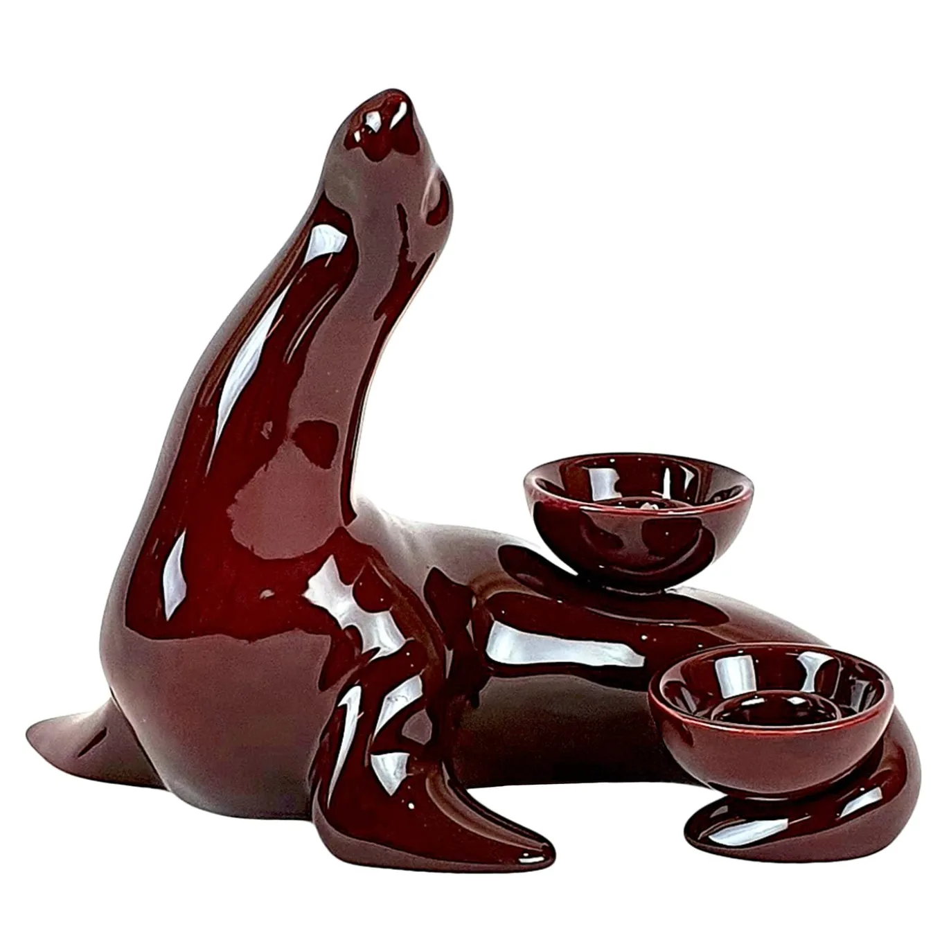 Portacandele in Ceramica Fiamme Bestiali Foca Borgogna