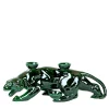 Portacandele in Ceramica Fiamme Bestiali Pantera Verde