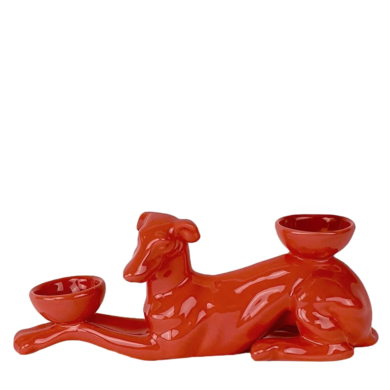 Portacandele in Ceramica Fiamme Bestiali Levriero Rosso Aragosta