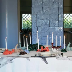 Portacandele in Ceramica Fiamme Bestiali Levriero Rosso Aragosta