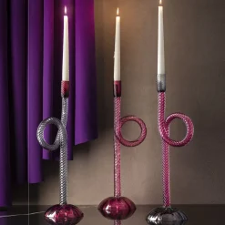 Portacandele in vetro di Murano Venetian Knot rosa #2