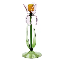 Portacandele in Vetro Rosa Iris di Summerill & Bishop