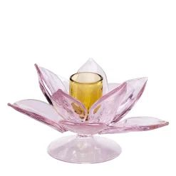 Portacandele in Vetro Rosa Lotus di Summerill & Bishop