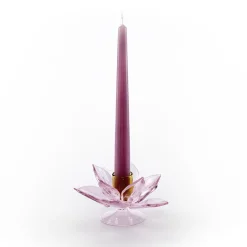 Portacandele in Vetro Rosa Lotus di Summerill & Bishop