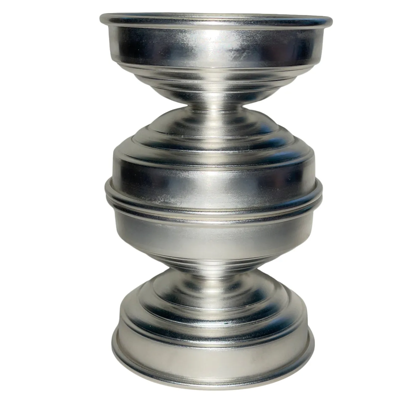 Portacandele scultoreo in ottone placcato argento