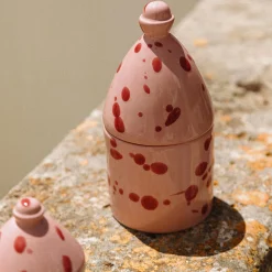 Portacandele Trullo Rosa e Borgogna