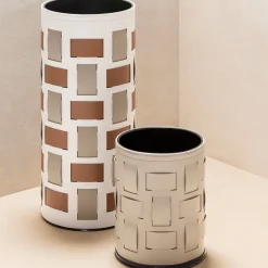 Portaombrelli Bino bianco con motivo Lisbona beige