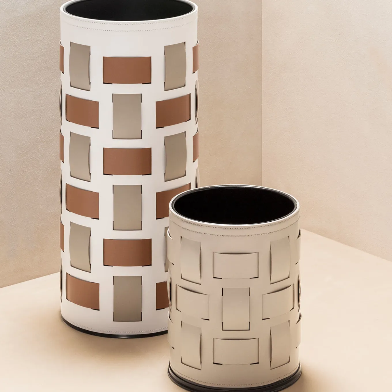 Portaombrelli Bino bianco con motivo Lisbona beige