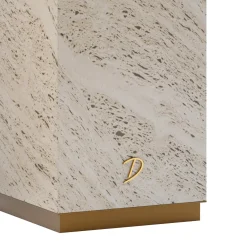 Portavaso squadrato retroilluminato Eternal piccolo in marmo travertino di Bebo & Angel