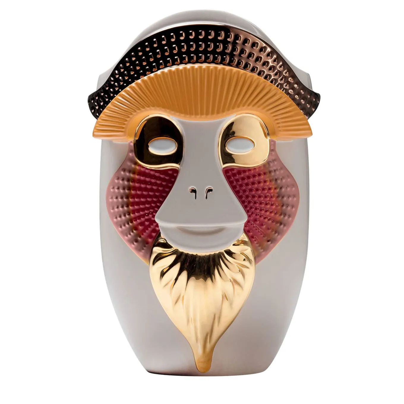 Primates Brazza Vaso in ceramica grigia con dettagli in metallo di Elena Salmistraro