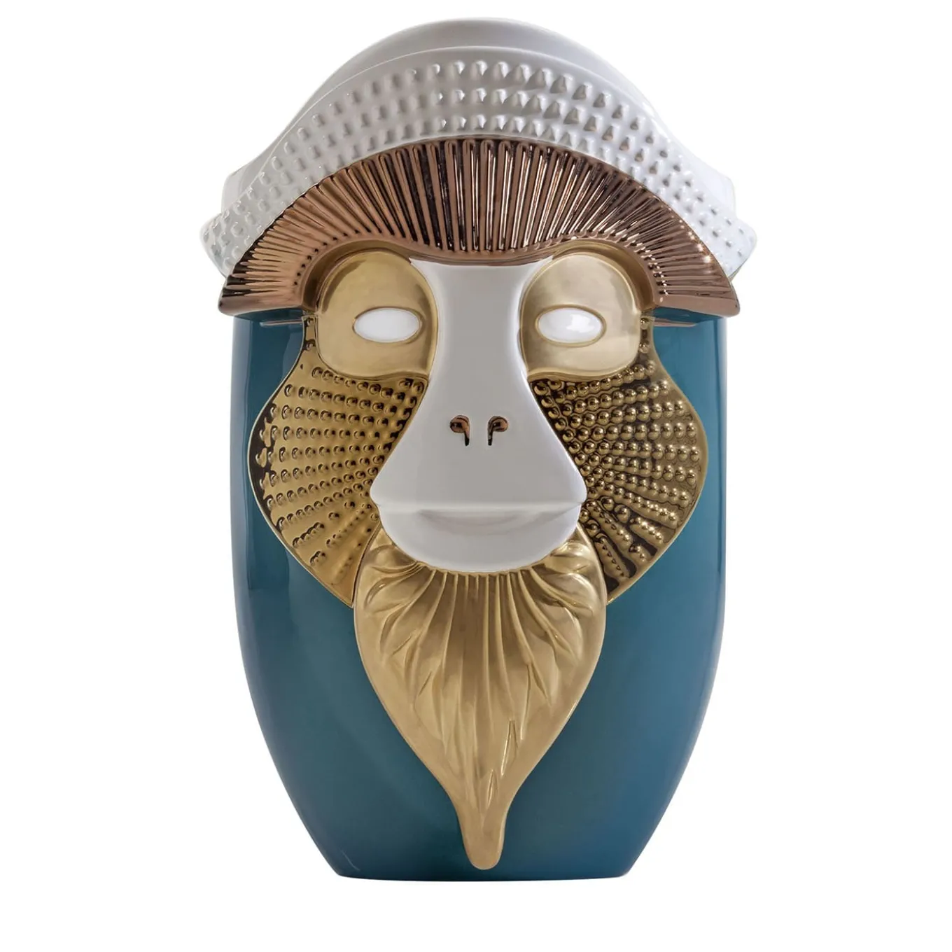 Primati Brazza Vaso in ceramica blu con dettagli in metallo di Elena Salmistraro