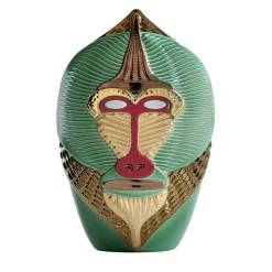 Primati Mandrillus Vaso in ceramica verde con dettagli in metallo di Elena Salmistraro