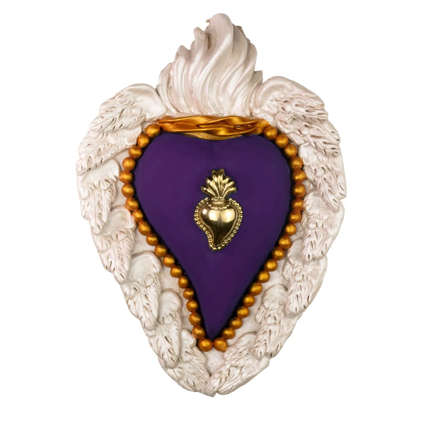 Purple Rain Cuore in ceramica bianca e viola
