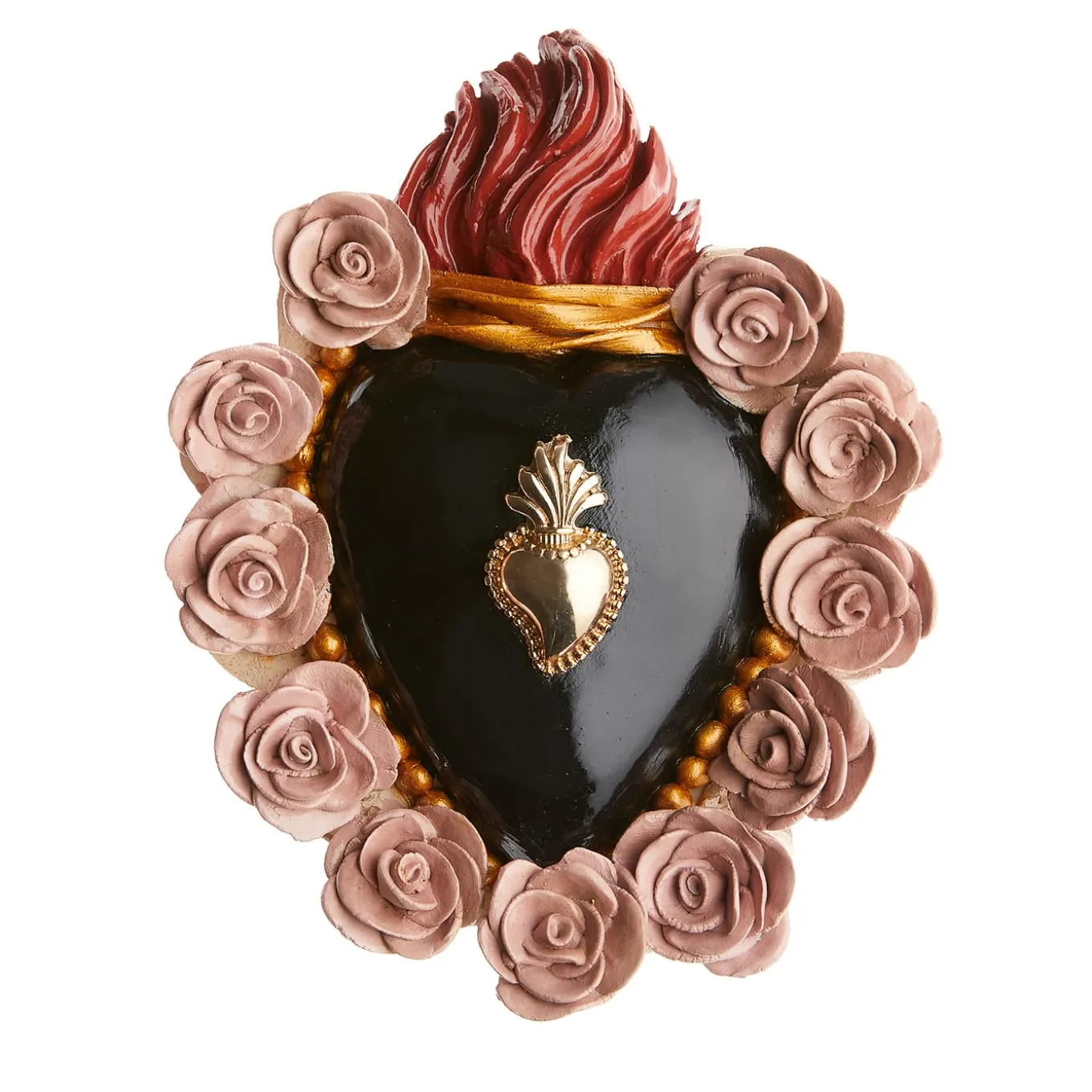QUALSIASI COSA ROSA CUORE SMALTATO NERO E ROSA