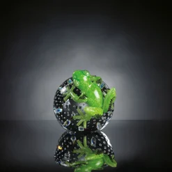Rana di vetro verde su sfera