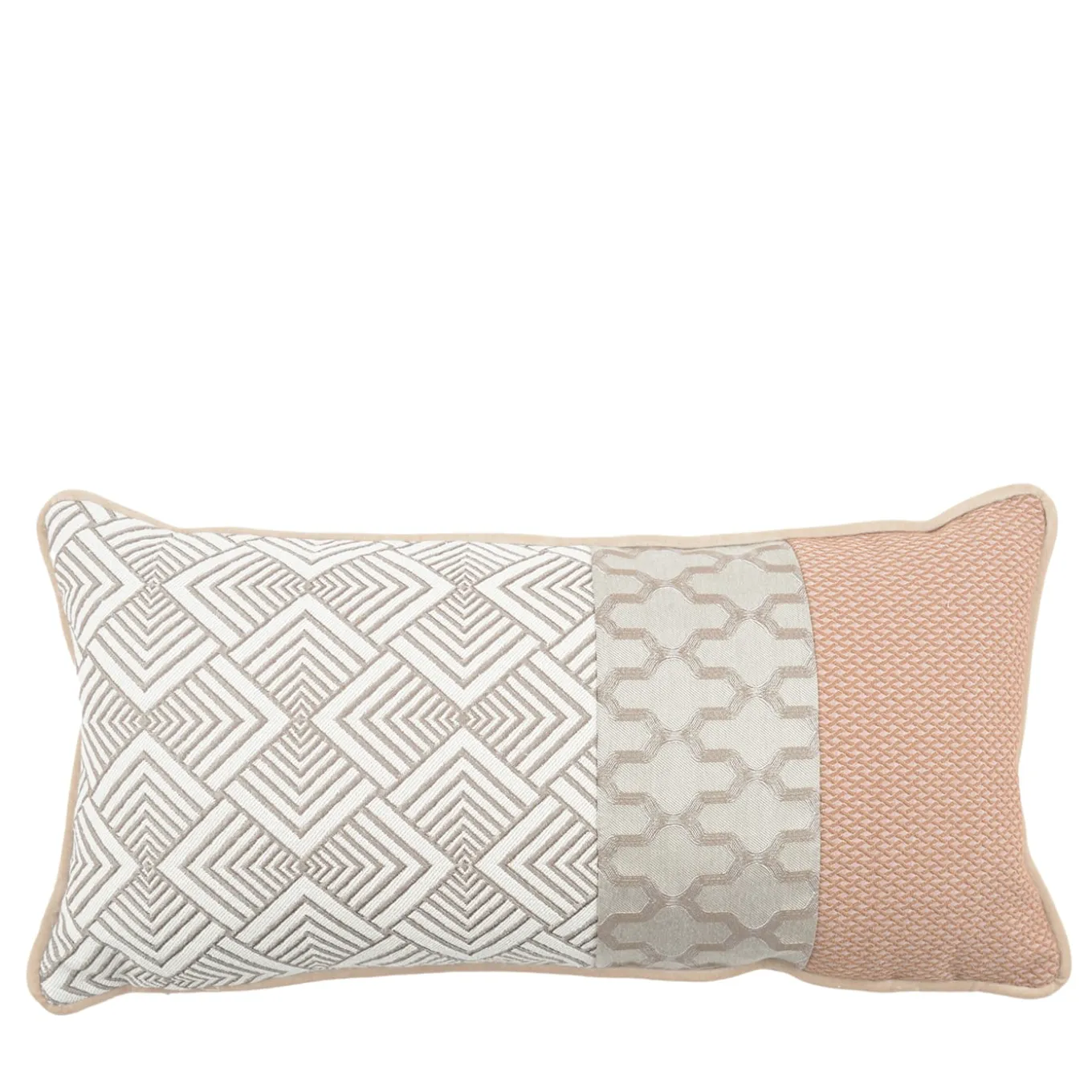 Raro cuscino rettangolare con intarsio di tessuti jacquard