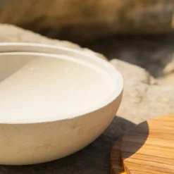 Rito N. 3 E Coppa in Pietra Leccese con Coperchio in Legno d'Ulivo