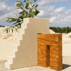 Ruderi 02 Scultura in Legno d'Ulivo e Pietra Leccese
