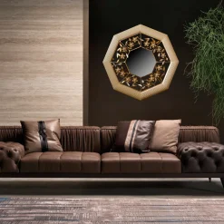 S/14 Specchio da parete ottagonale con intagli floreali