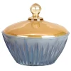 Scatola di cristallo blu e giallo Prestigioso con coperchio