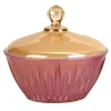 Scatola di cristallo rosa e giallo Prestigioso con coperchio