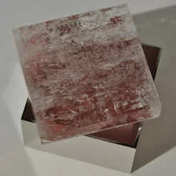 Scatola di quarzo rosso in ottone