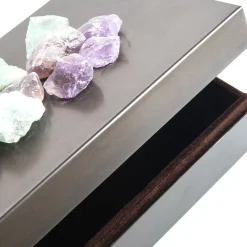Scatola in Ottone con Pietre di Fluorite
