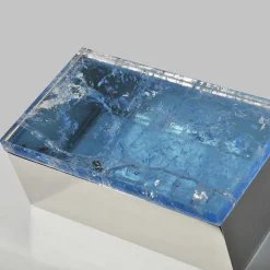 Scatola in ottone con quarzo azzurro