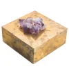 Scatola in Ottone Non Laccato con Pietre di Fluorite
