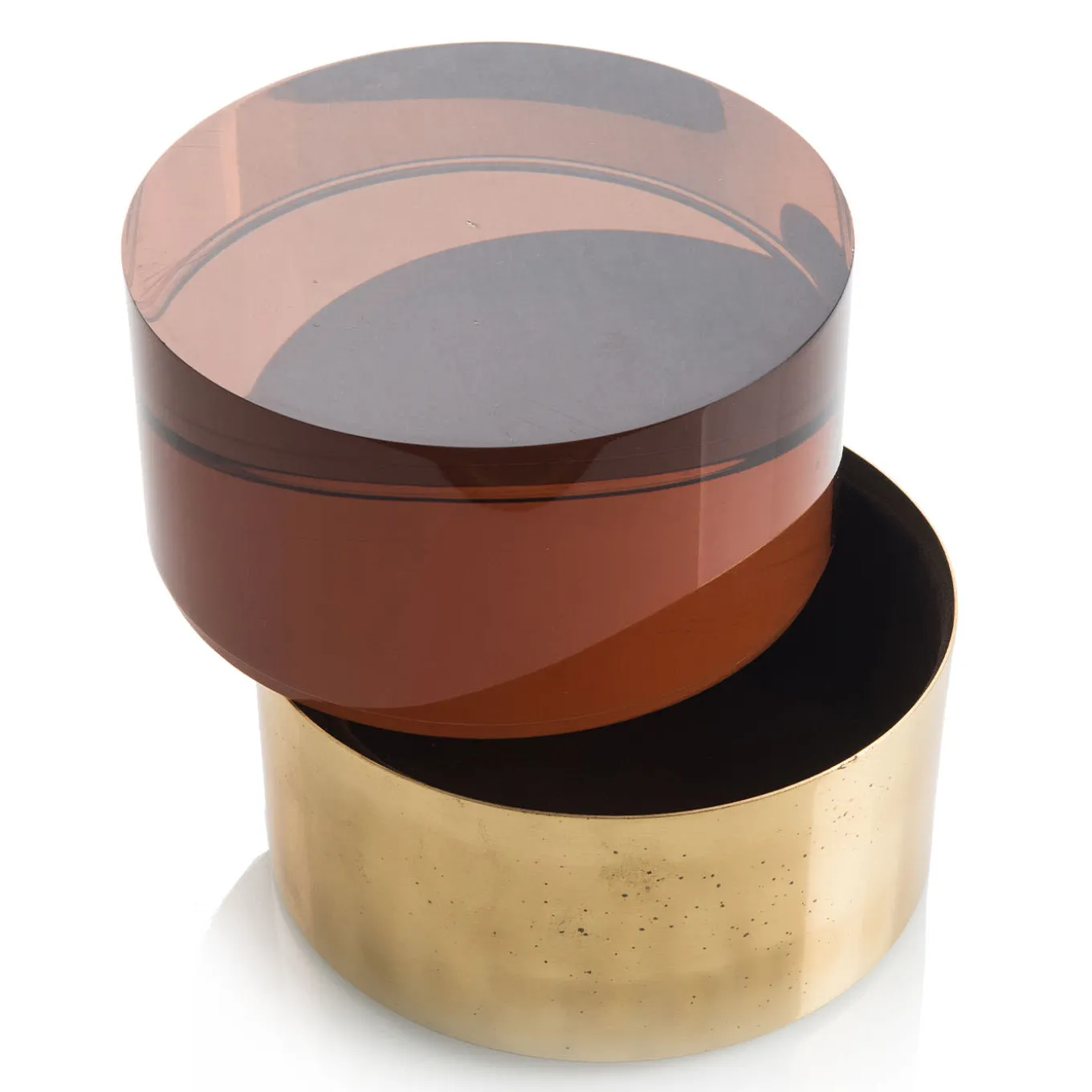 Scatola Ovale in Plex e Ottone con Coperchio Ice